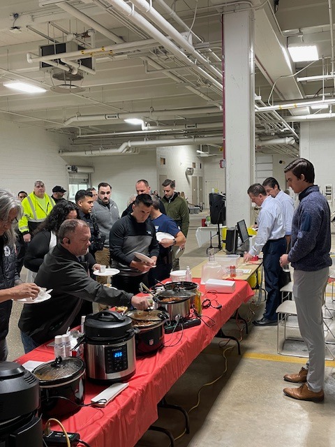 Village of Skokie employees gather for a chili cookoff to benefit the Village of Skokie Charity Campaign for Skokie Community Foundation.